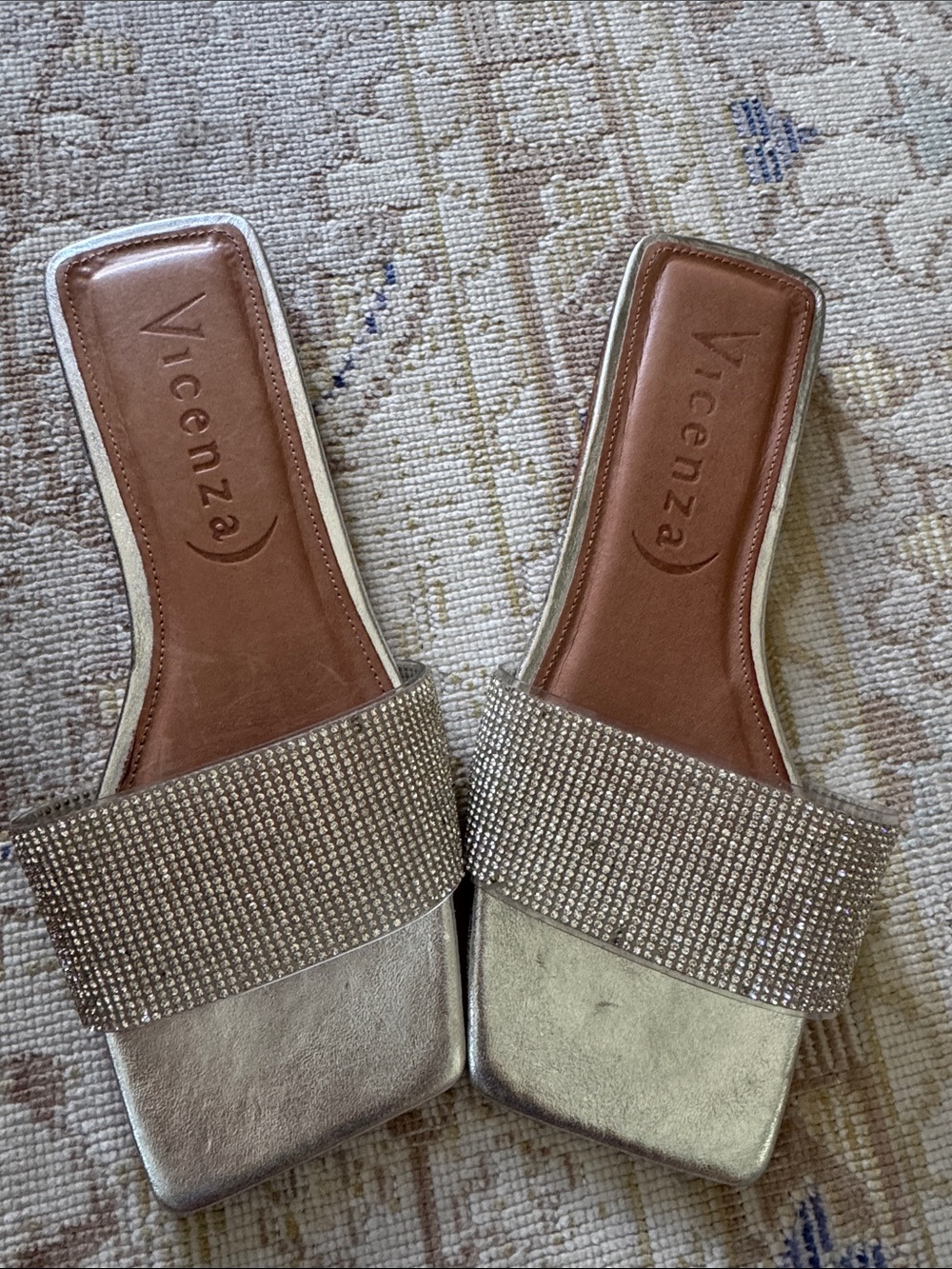 Anthropologie Vicenza Metallic Slide Sandals Size 7 - Picture 7 of 8